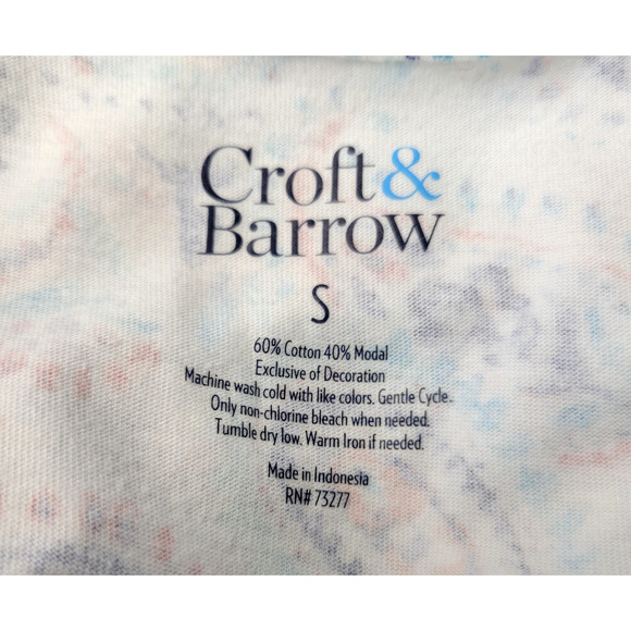 Croft & Barrow Paisley Tank Top Womens S White V-Neck Sleeveless Floral Cottage - Picture 2 of 9